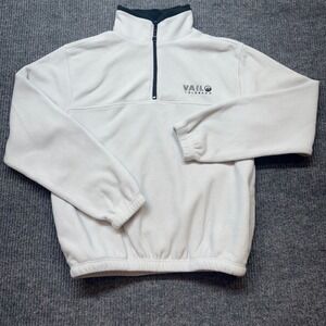 Vail Colorado Quarter Zip Fleece Pullover Mens S White Ski Souvenir Jacket